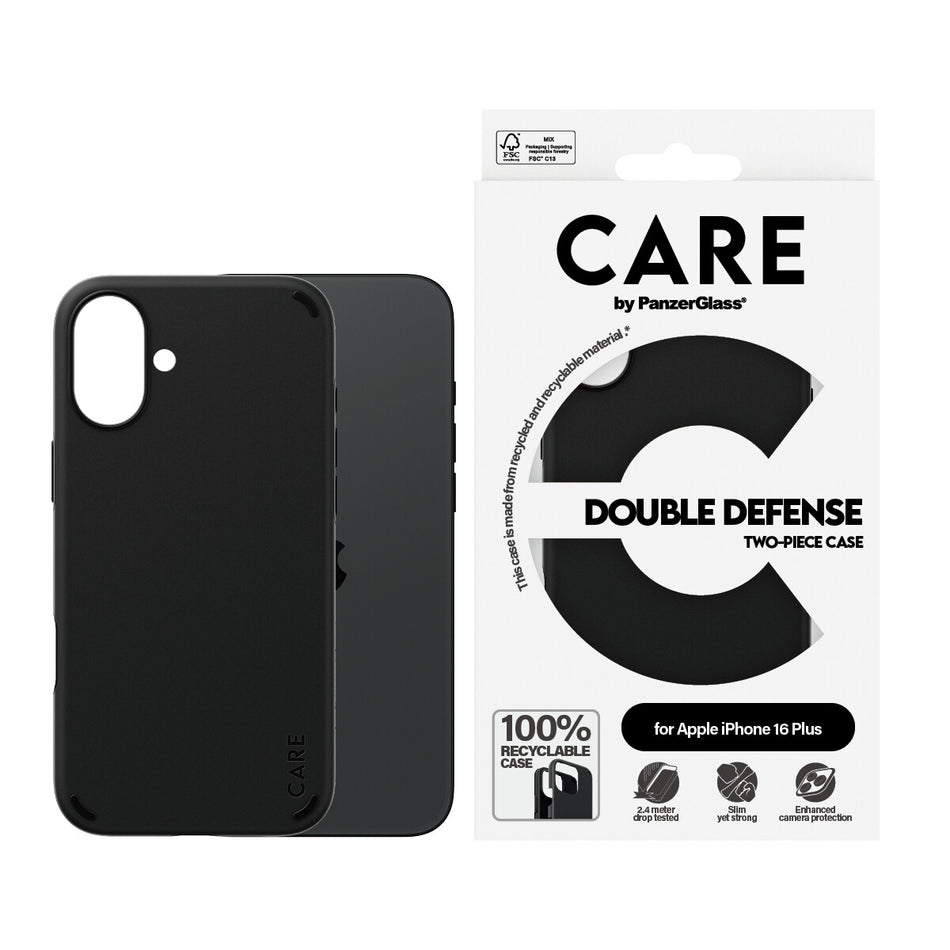 PanzerGlass CARE by ® Feature Case Double Defense Black iPhone 16 Plus