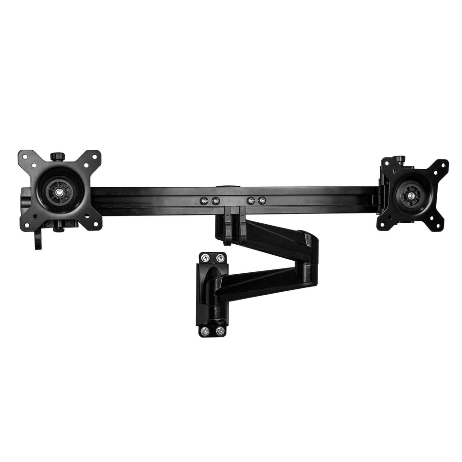 StarTech.com Wall Mount Dual Monitor Arm – Articulating Ergonomic VESA Wall Mount for 2x 24" Displays – Synchronized Adjustable Crossbar – Tilt/Swivel/Rotate- Double Screen Mount Bracket