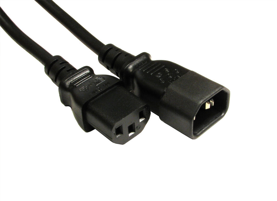 Cables Direct IEC Extension Cable C13 / C14 0.5m Black C14 coupler C13 coupler