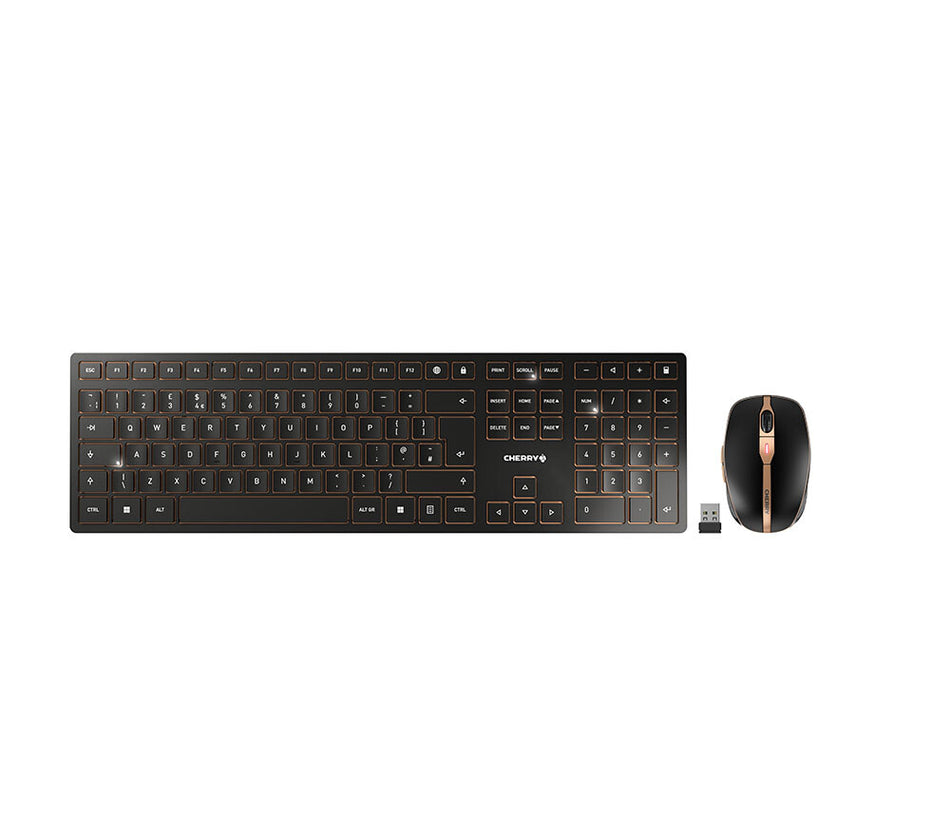 CHERRY DW 9100 SLIM keyboard Mouse included Universal RF Wireless + Bluetooth QWERTY UK English Black