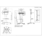 Manhattan Trolley Mount Stand for TV & Monitors, For screens 37" to 65", VESA compatibility: all between 200x200 to 600x400mm - check the dimensions of the four mounting holes on back of screen to ensure it fits, Max 40kg, Black, LFD, Bracket, Lifetime