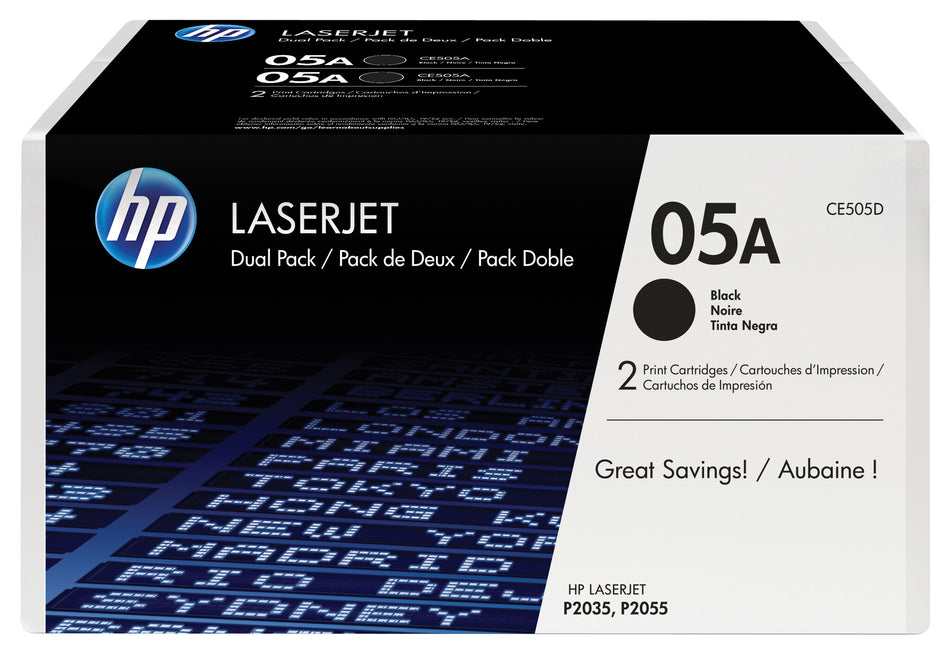 HP 05A 2-pack Black Original LaserJet Toner Cartridges