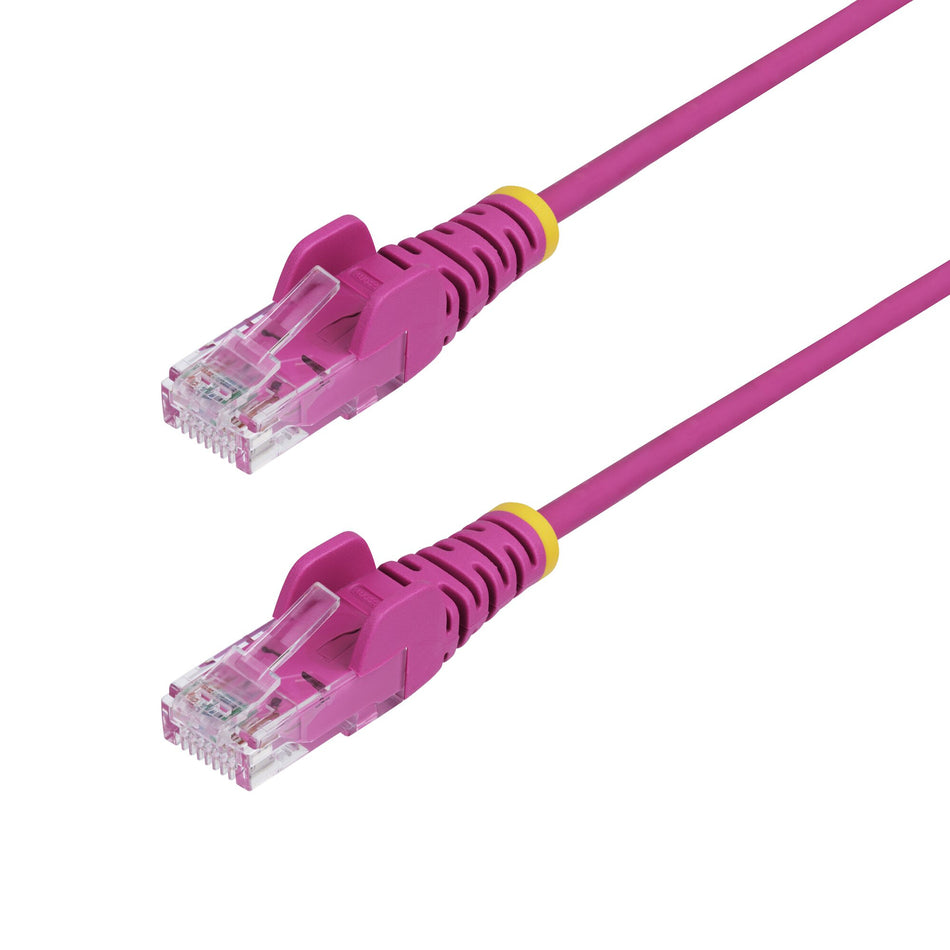 StarTech.com 1.5m Pink Slim CAT6 Ethernet Cable, Snagless, 100W PoE, UTP, LSZH, 28AWG Pure Bare Copper Wire, Slim RJ45 Network Patch Cord w/Strain Reliefs, Fluke Tested
