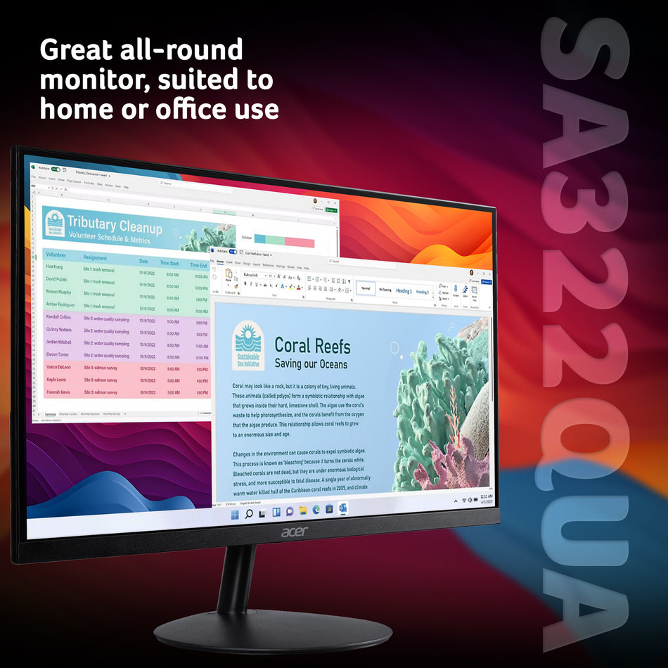 Acer SA322QUA monitor - 31.5" Quad HD, 75Hz, 1ms, AMD FreeSync, HDR 10