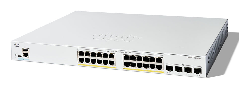 Cisco Catalyst 1200-24FP-4G Smart Switch, 24 Port GE, Full PoE, 4x1GE SFP, Limited Lifetime Protection (C1200-24FP-4G)