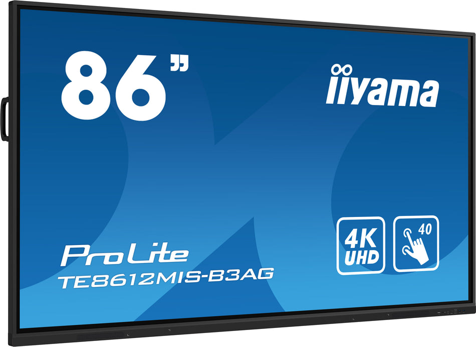 iiyama TE8612MIS-B3AG Signage Display Kiosk design 2.18 m (86") LCD Wi-Fi 400 cd/m² 4K Ultra HD Black Touchscreen Built-in processor Android 11 24/7