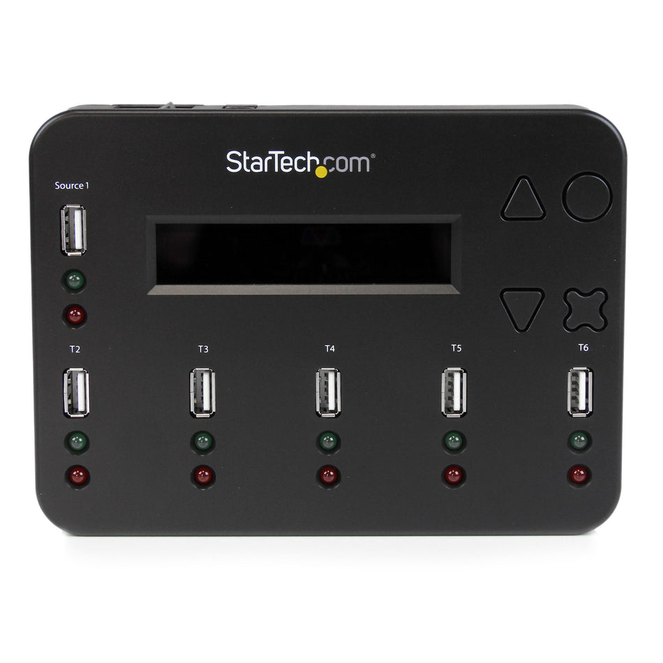 StarTech.com Standalone 1 to 5 USB Thumb Drive Duplicator and Eraser, Multiple USB Flash Drive Copier, System and File and Whole-Drive Copy at1.5 GB/min, Single and 3-Pass Erase, LCD Display