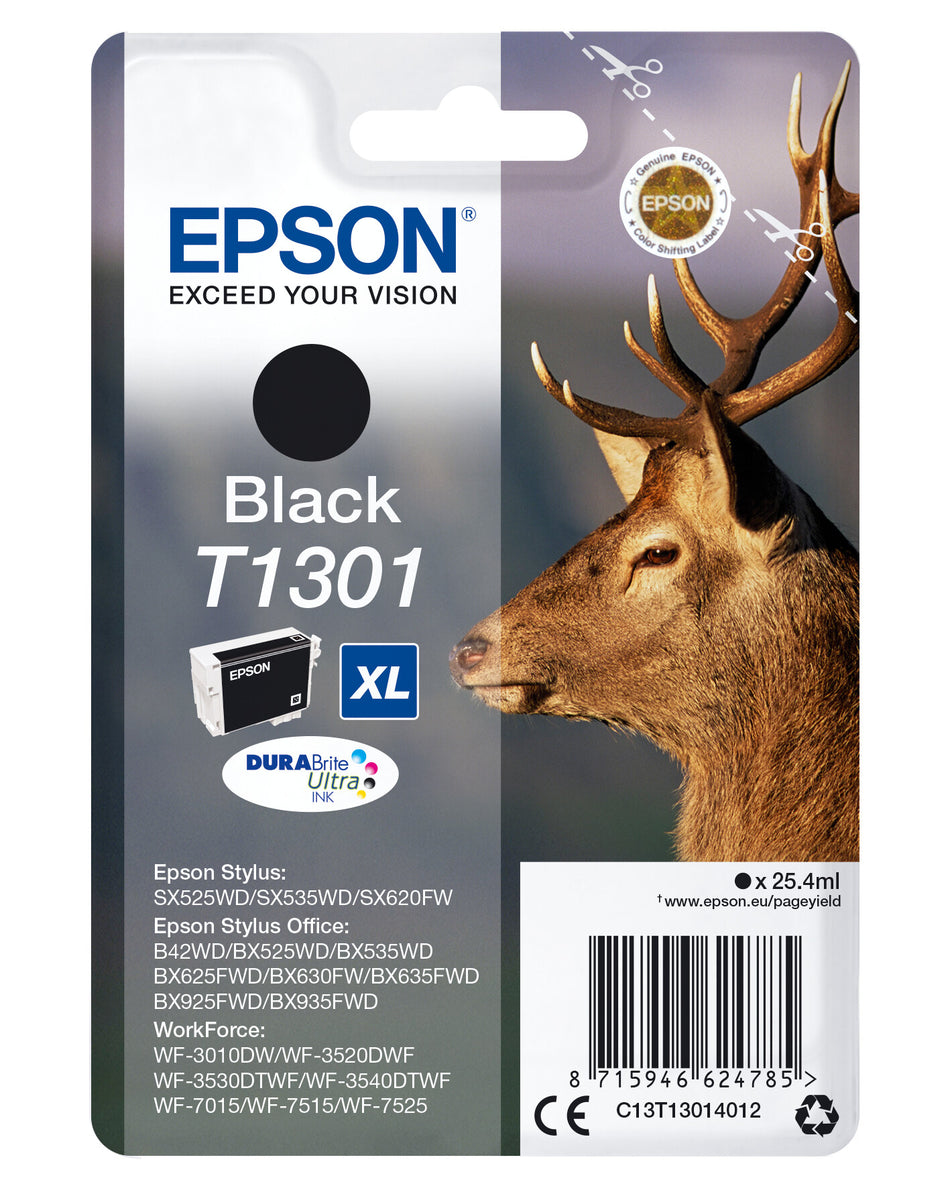 Epson Stag Singlepack Black T1301 DURABrite Ultra Ink