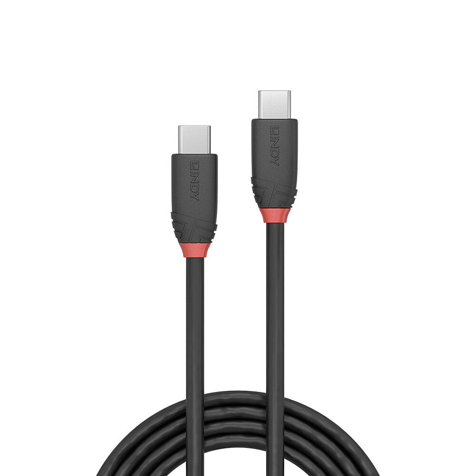Lindy 0.5m USB 3.2 Type C to C Cable, 20Gbps, Black Line