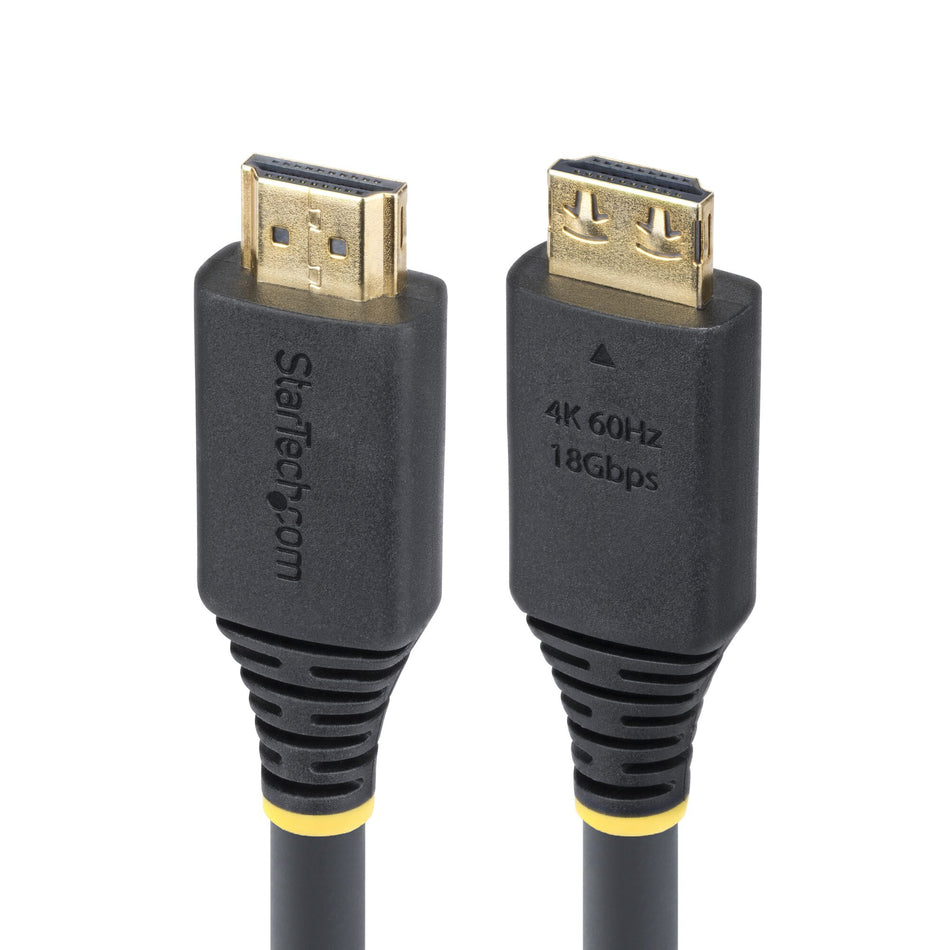 StarTech.com 20ft (6.1m) High Speed HDMI Cable with Gripping Connectors, 4K 60Hz/1440p 144Hz, HDR10/HDCP 2.2/ARC, 18Gbps, UHD HDMI 2.0 Cord for TV/Monitor/Display, TPE Jacket