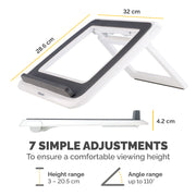 Fellowes Laptop Stand for Desk - I-Spire Quick Lift Adjustable Laptop Stand for the Home and Office - Portable Laptop Stand with 7 Height Adjustments - Max Monitor Size 17", Max Weight 4KG - White