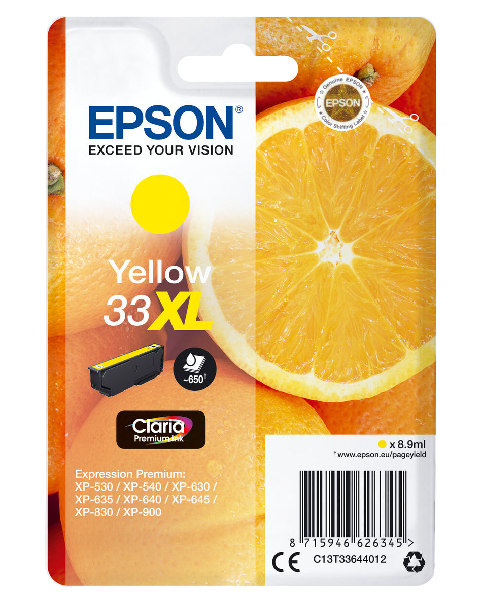 Epson Oranges Singlepack Yellow 33XL Claria Premium Ink