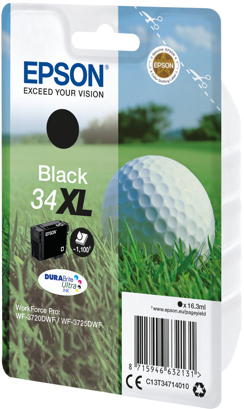 Epson Golf ball Singlepack Black 34XL DURABrite Ultra Ink