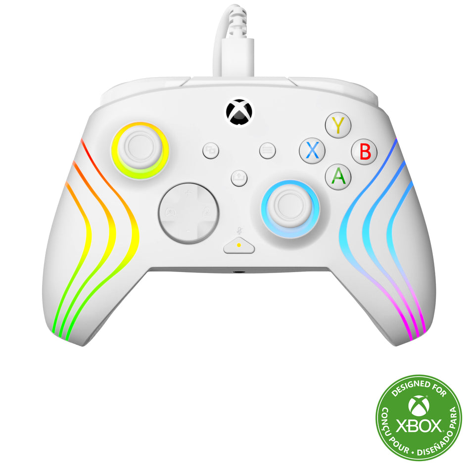 Turtle Beach Afterglow Wave White Wired RGB Gaming Controller with Mappable Buttons, Hall-Effect Hair Triggers and Audio Controls. Licensed for Xbox Series X orS, Xbox One & Windows