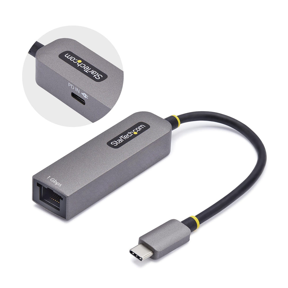 StarTech.com USB-C to Ethernet Adapter, NIC, 100W PD Pass-Through, USB 3.0 Type-C 1Gbps Multi Speed Network Adapter, Thunderbolt Compatible, Windows & Mac