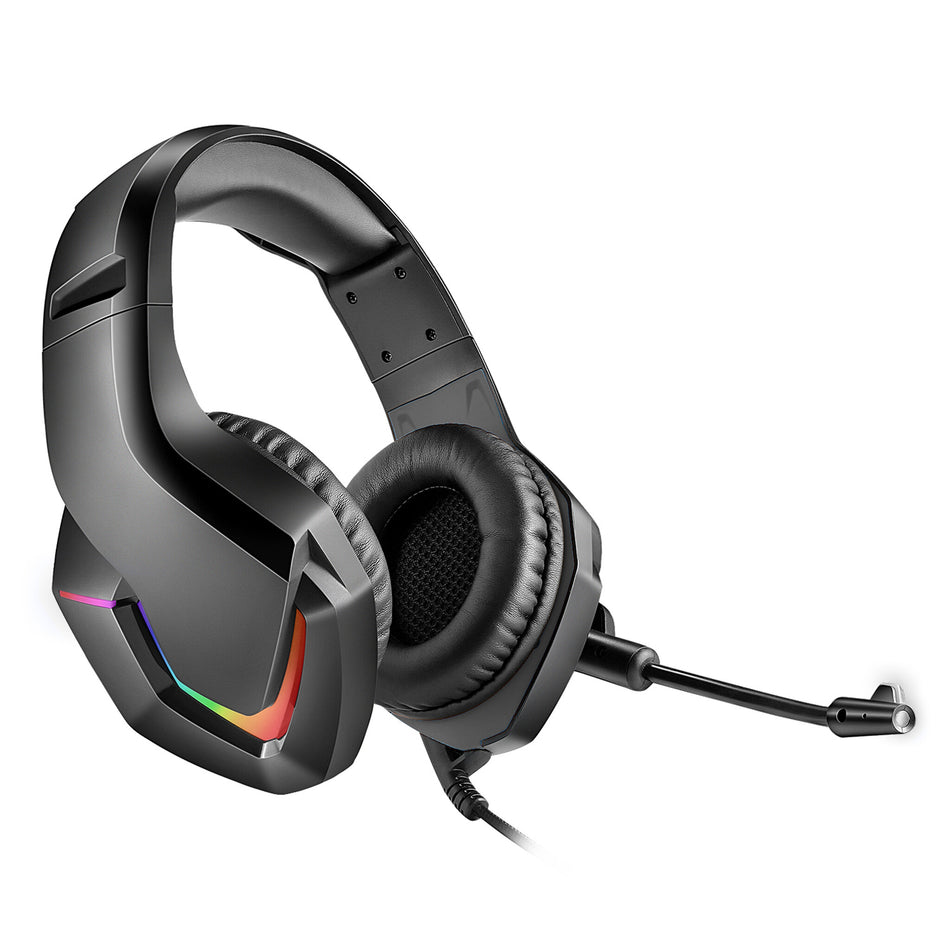 Varr Pro Gaming Headset with RGB Backlight, Highly Sensitive Microphone (4x 1.5mm) Boom, Noise Cancelling, Powerful 50mW speakers, Sensitivity: 108 ± 3dB, uses 3.5mm for music output and USB-A port for powering the backlight only, 2.2m cable