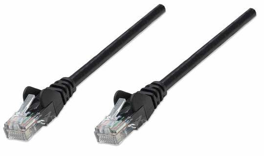 Intellinet Network Patch Cable, Cat5e, 10m, Black, CCA, U/UTP, PVC, RJ45, Gold Plated Contacts, Snagless, Booted, Lifetime Warranty, Polybag