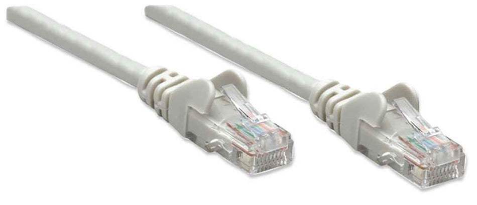 Intellinet Network Patch Cable, Cat5e, 1m, Grey, CCA, U/UTP, PVC, RJ45, Gold Plated Contacts, Snagless, Booted, Lifetime Warranty, Polybag