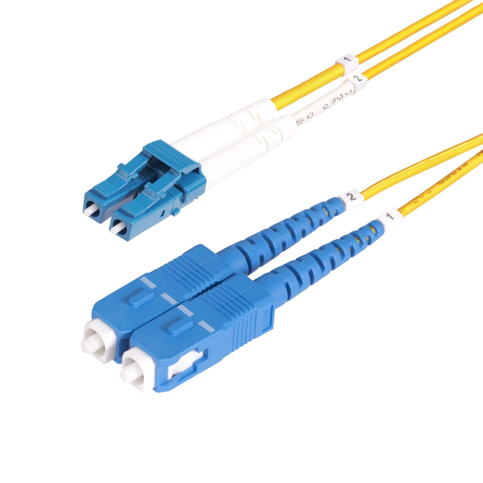 StarTech.com 1m (3.3ft) LC to SC (UPC) OS2 Single Mode Duplex Fiber Optic Cable, 9/125µm, 100G, Bend Insensitive, Low Insertion Loss - LSZH Fiber Jumper Cord