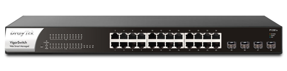 DrayTek VSP1281X-K network switch Managed L2 Gigabit Ethernet (10/100/1000) Power over Ethernet (PoE) 1U Black