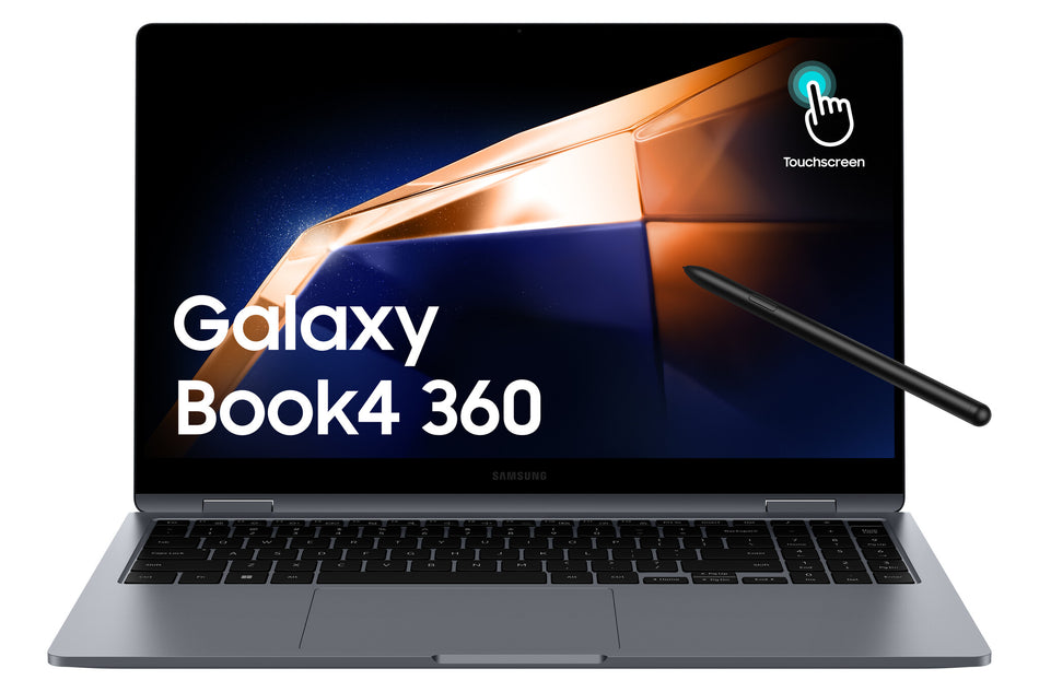 Samsung Galaxy Book4 360 NP754QGK-KG2UK laptop Intel Core 5 120U Hybrid (2-in-1) 39.6 cm (15.6") Touchscreen Full HD 16 GB LPDDR5x-SDRAM 256 GB SSD Wi-Fi 6E (802.11ax) Windows 11 Pro Grey