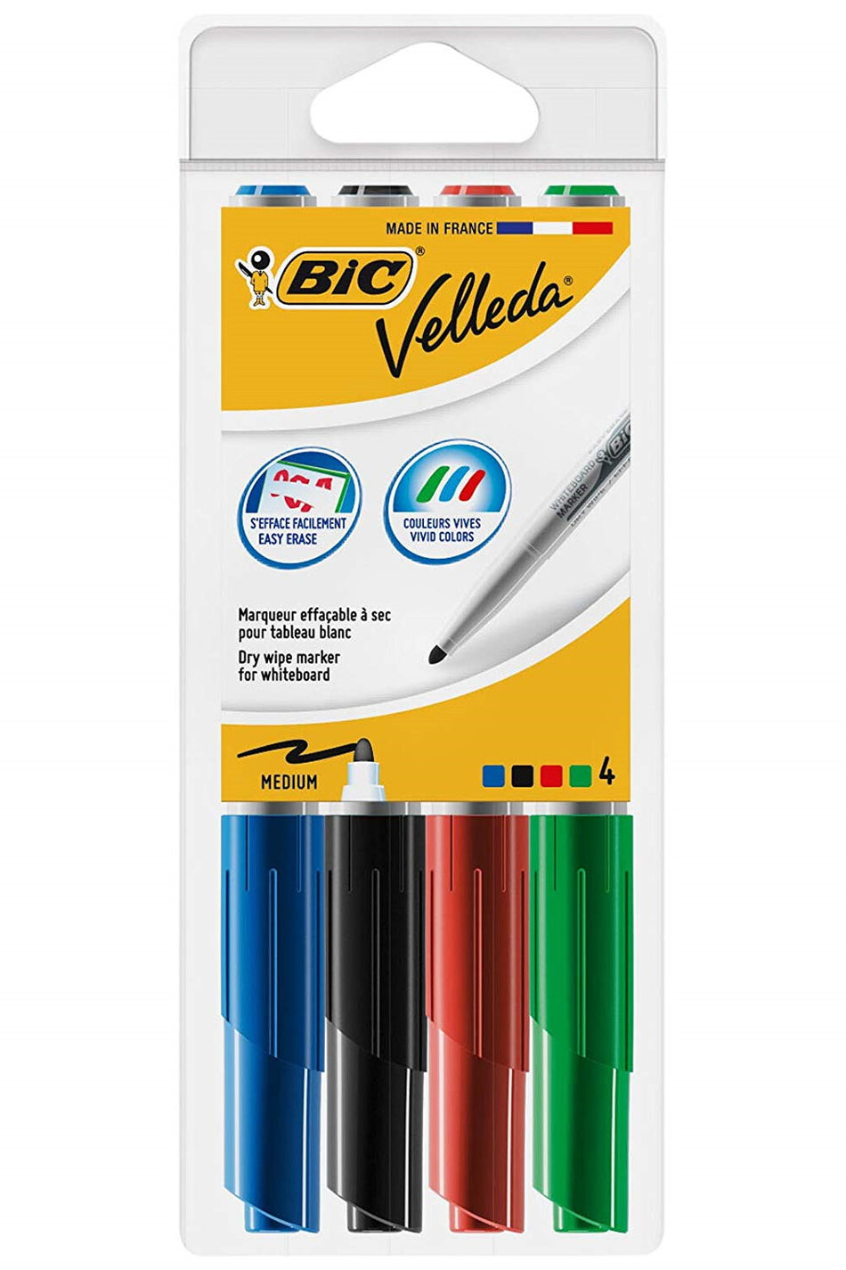 BIC Velleda 1741 marker 4 pc(s) Bullet tip Black, Blue, Green, Red