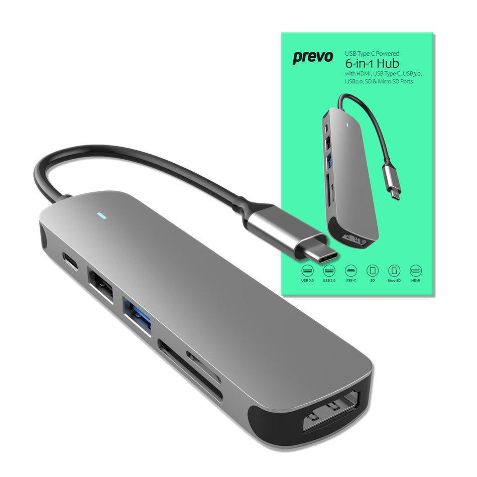 PREVO C605A laptop dock/port replicator Wired USB 3.2 Gen 1 (3.1 Gen 1) Type-C Silver