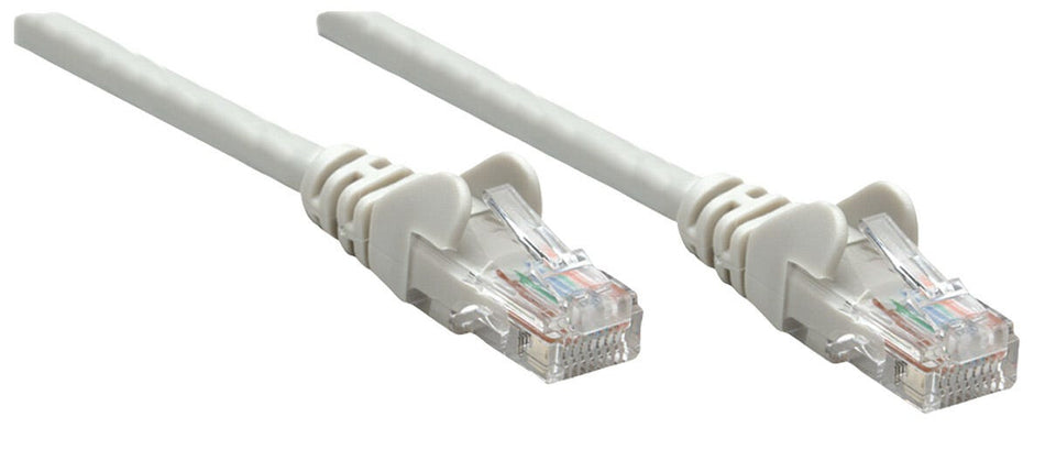 Intellinet Network Patch Cable, Cat6, 0.25m, Grey, Copper, U/UTP, PVC, RJ45, Gold Plated Contacts, Snagless, Booted, Lifetime Warranty, Polybag