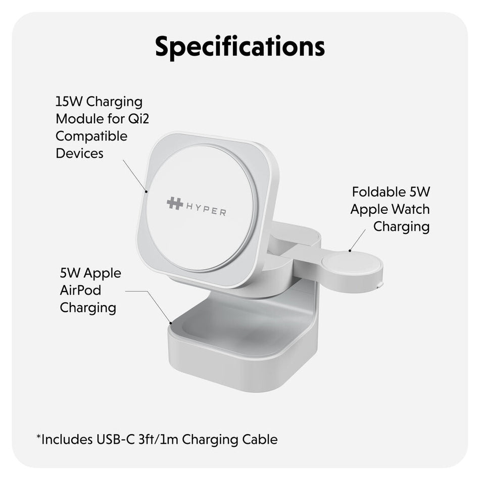Targus HJ3320WHGL mobile device charger Headphones, Smartphone, Smartwatch White USB Wireless charging Fast charging Indoor