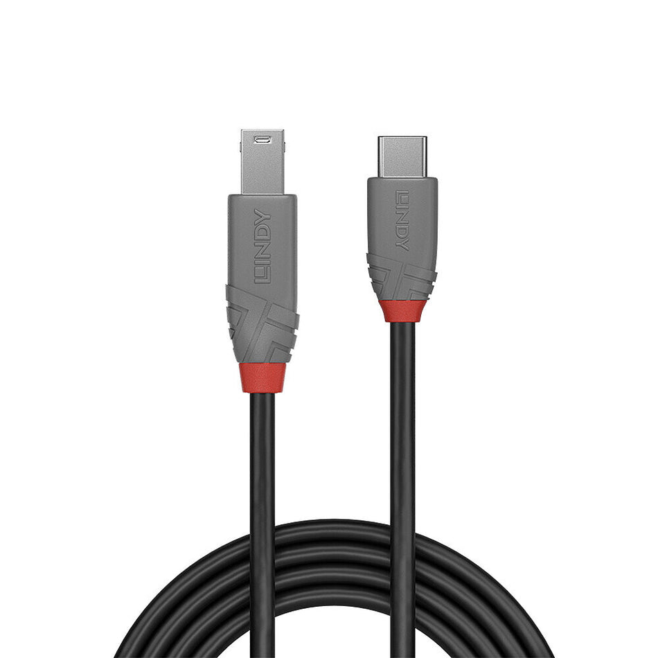 Lindy 1m USB 3.2 Type C to B Cable, Anthra Line