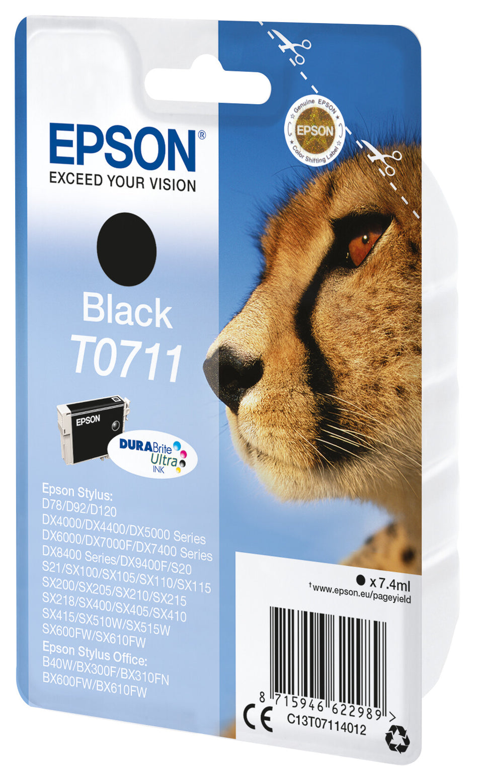 Epson Singlepack Black T0711 DURABrite Ultra Ink