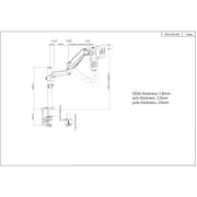 Manhattan Desk Mount for TV & Monitors (Full Motion Gas Spring), For screens 13" to 27", Clamp or Grommet Assembly, VESA compatibility: 75x75mm and 100x100mm - check the dimensions of the four mounting holes on back of screen to ensure it fits, Max 8kg,