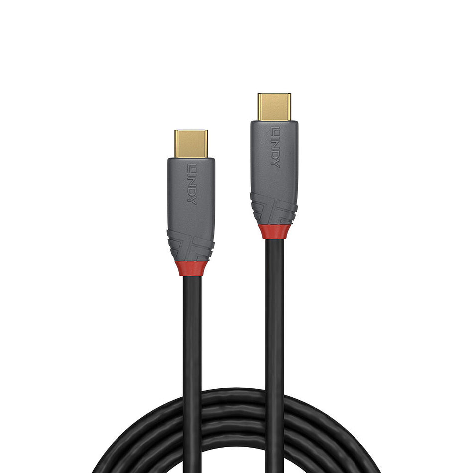 Lindy 1m USB 3.2 Type C to C Cable, 20Gbps, 5A, PD, Anthra Line