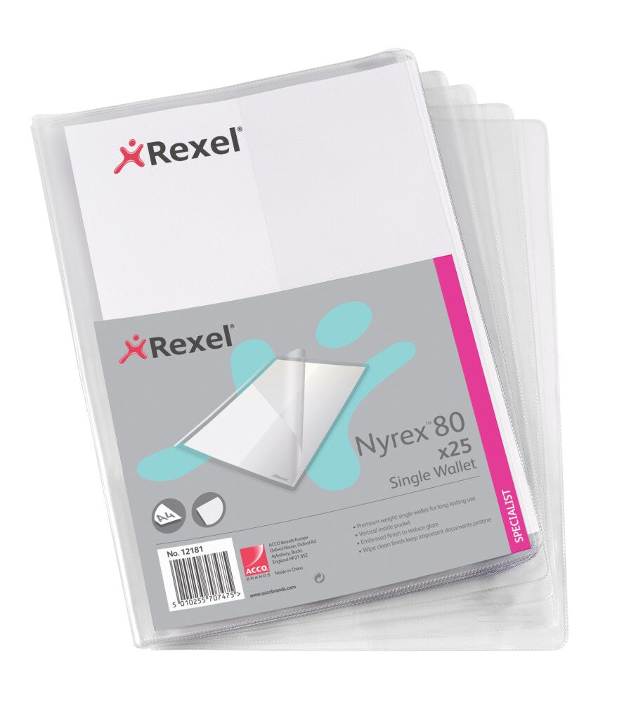 Rexel Nyrex™ Single Wallets A4 Clear (25)