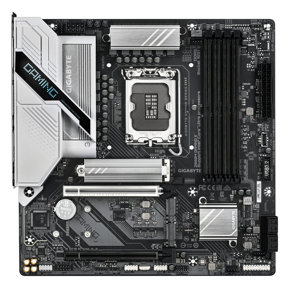 GIGABYTE Z890M GAMING X Motherboard - Supports Intel Core Ultra (Series 2) CPUs, 8+1+2 phases VRM, up to 8800MHz DDR5 (OC), 1xPCIe 5.0 + 2xPCIe 4.0, 2.5GbE LAN, USB 3.2 Gen 1