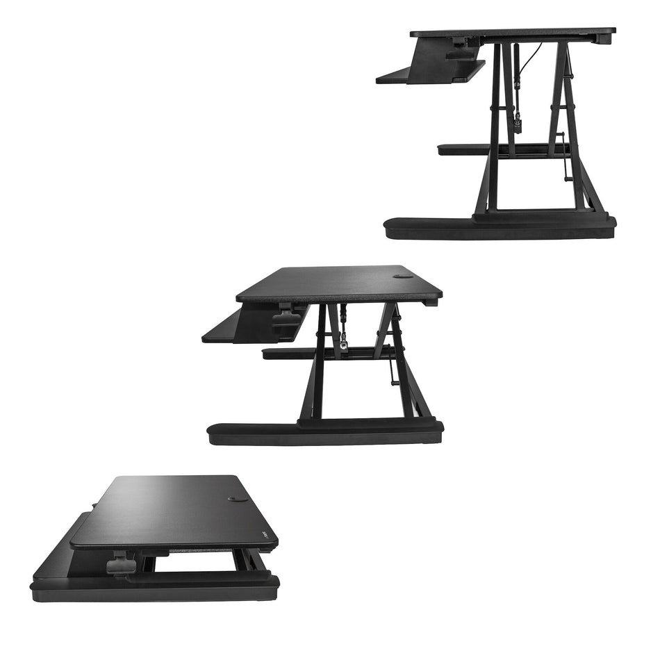 StarTech.com Sit Stand Desk Converter with Keyboard Tray - Large 35” x 21" Surface - Height Adjustable Ergonomic Desktop/Tabletop Standing Workstation - Holds 2 Monitors - Pre-Assembled