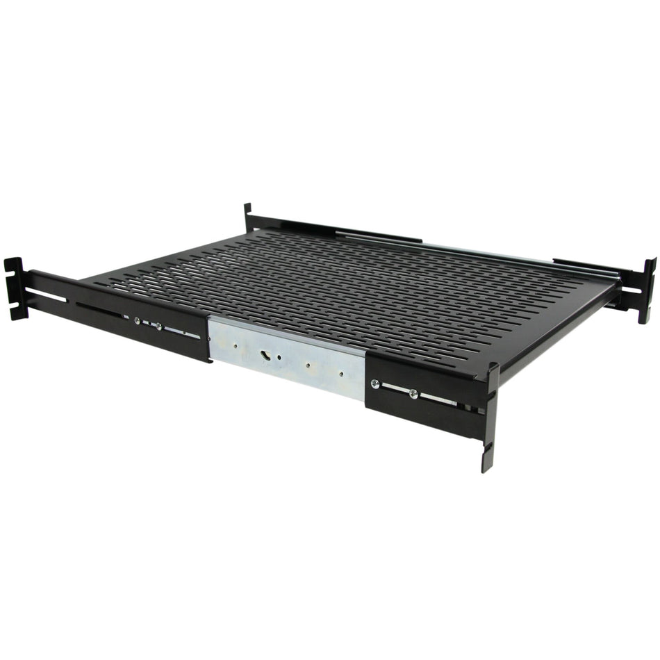 StarTech.com 2U Sliding Server Rack Mount Shelf - 20 to 30in Adjustable Mounting Depth - Vented - 50lb - Heavy Duty Universal 19” Rack Shelf for Equipment Rack - 24in Deep