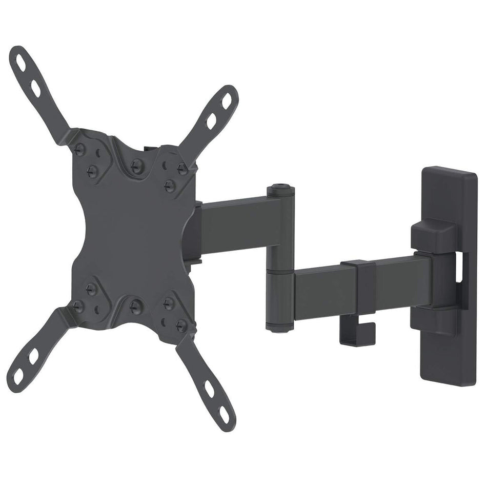 Manhattan TV & Monitor Mount, Wall, Full Motion, 1 screen, Screen Sizes: 13-42", Black, VESA 75x75 to 200x200mm, Max 20kg, Tilt & Swivel with 3 Pivots, Lifetime Warranty