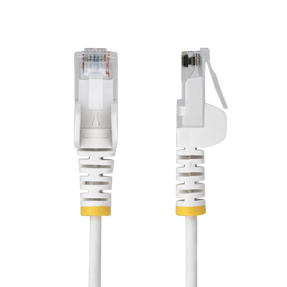 StarTech.com 15m White Slim CAT6 Ethernet Cable, Snagless, 100W PoE, UTP, LSZH, 28AWG Pure Bare Copper Wire, Slim RJ45 Network Patch Cord w/Strain Reliefs, Fluke Tested