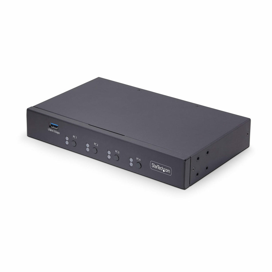 StarTech.com 4-Port KM Switch with Mouse Switching, USB Switch for Keyboard/Mouse, 3.5mm/USB Audio, Peripheral Sharing for 4 Computers, TAA Compliant