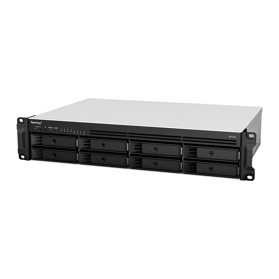 Synology RackStation RS1221RP+ NAS Rack (2U) Ryzen Embedded V1500B 4 GB DDR4 16 TB HDD Aluminium, Black