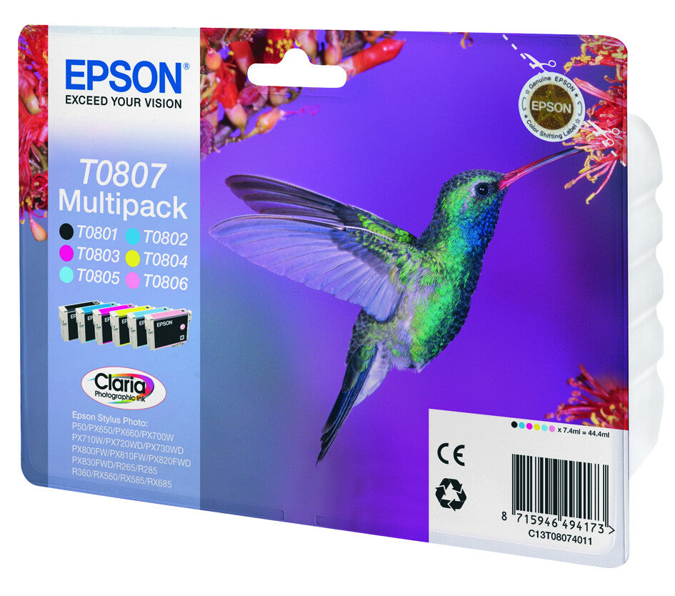 Epson Hummingbird Multipack 6-colours T0807 Claria Photographic Ink