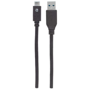 Manhattan USB-C to USB-A Cable, 1m, Male to Male, 10 Gbps (USB 3.2 Gen2 aka USB 3.1), 3A (fast charging), SuperSpeed+ USB, Black, Lifetime Warranty, Equivalent to USB31AC1M