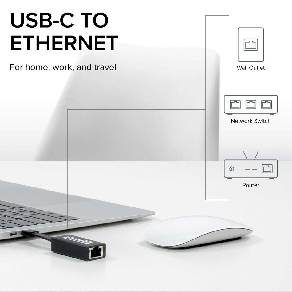 Plugable Technologies USB C to Ethernet Adapter, Driverless Fast and Reliable Gigabit Speed, Thunderbolt 3 to Ethernet Adapter Compatible with Macbook Pro, Windows, macOS, iPhone 15, and ChromeOS