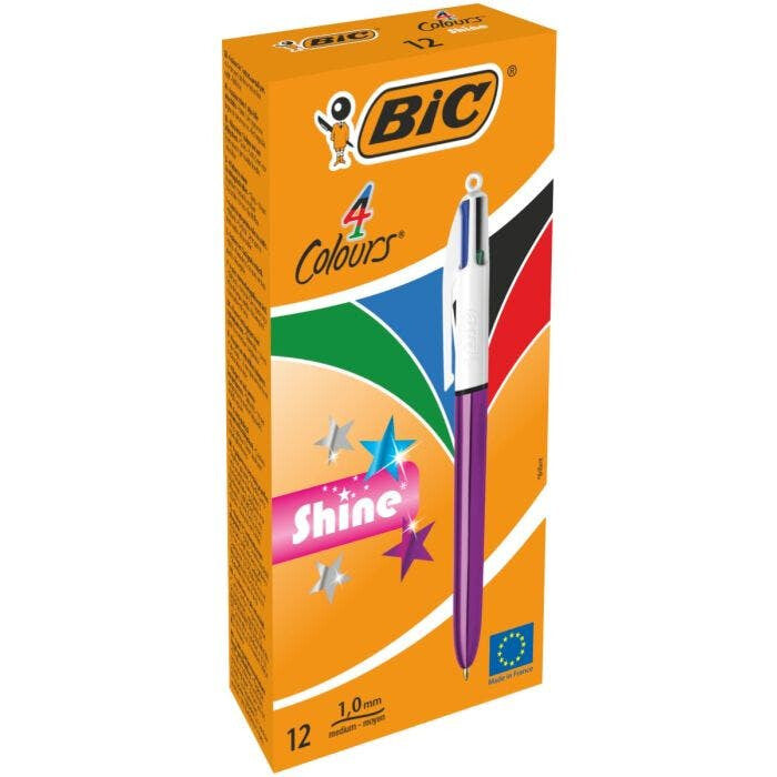 BIC 4 Colours Shine Multicolour Multifunction ballpoint pen Medium 12 pc(s)