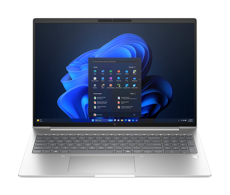 HP EliteBook G11 Intel Core Ultra 7 155U Laptop 40.6 cm (16") WUXGA 16 GB DDR5-SDRAM 512 GB SSD Wi-Fi 6E (802.11ax) Windows 11 Pro AI PC Silver