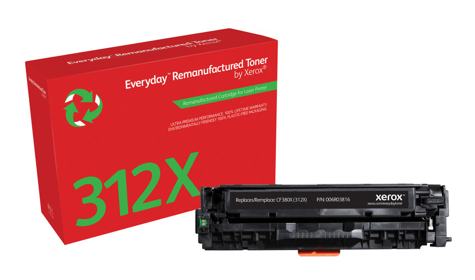 Everyday ™ Black Remanufactured Toner by Xerox compatible with HP 312X (CF380X), High capacity