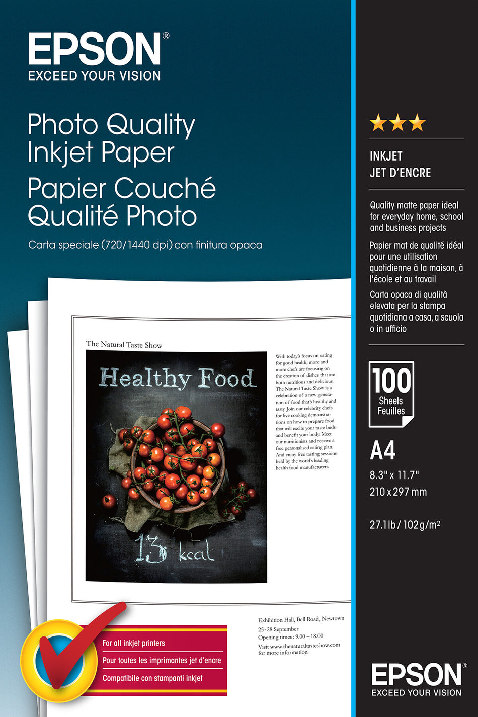 Epson Photo Quality Inkjet Paper - A4 - 100 Sheets