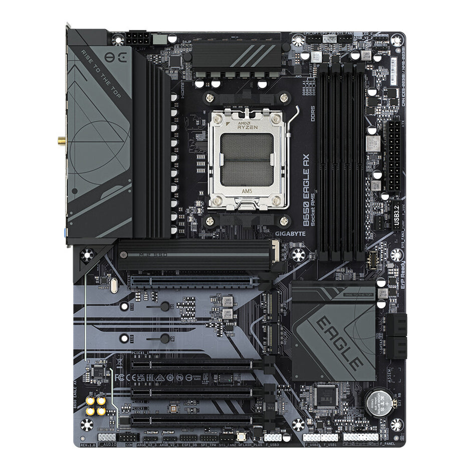 GIGABYTE B650 EAGLE AX Motherboard - AMD Ryzen 9000 Series CPUs, 12+2+2 Phases VRM, up to 7600MHz DDR5 (OC), 1xPCIe 5.0 + 2xPCIe 4.0 M.2, GbE LAN, WIFI 6E, USB 3.2 Gen 2