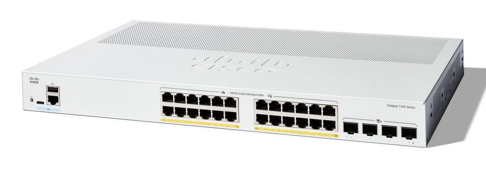 Cisco Catalyst 1200-24P-4X Smart Switch, 24 Port GE, PoE, 4x10GE SFP+, Limited Lifetime Protection (C1200-24P-4X)